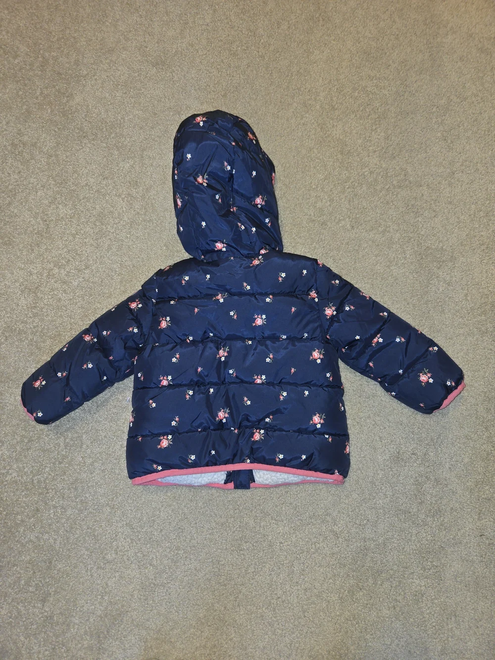 GAP Baby Cream Sherpa Jacket with Pink Loop Accent 2y